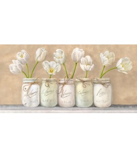 White Tulips in Mason Jars - Jenny Thomlinson