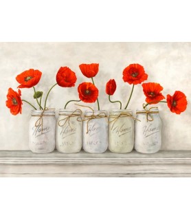 Red Poppies in Mason Jars -...