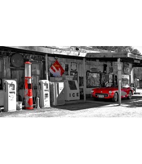 Vintage gas station on...