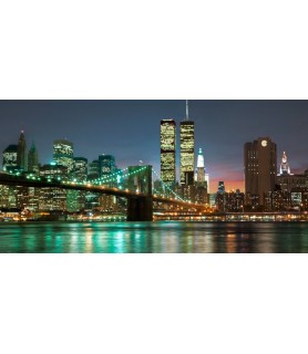 The Brooklyn Bridge and Twin Towers at Night - Barry Mancini
