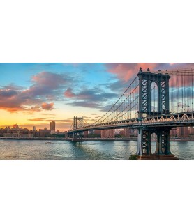 Manhattan Bridge at sunset,...