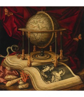 Still Life with Celestial Globe, a Book, Shells, a Snake and Butterflies  - Carstian Luyckx