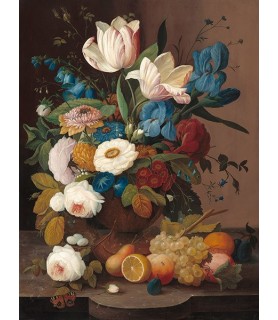 Still Life, Flowers, and Fruit - Severin Roesen
