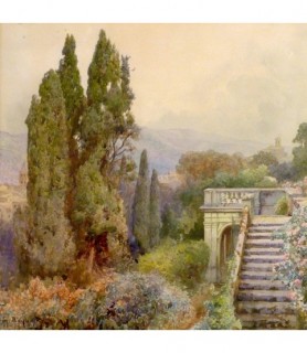 Terrace of Villa d'Este, Tivoli, 1845 - Ettore Roesler-Franz
