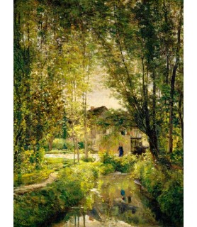 Landscape with a Sunlit Stream - Charles-François Daubigny