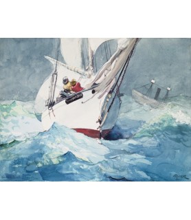 Reefing sails around Diamond Shoals, Cape Hatteras - Winslow Homer