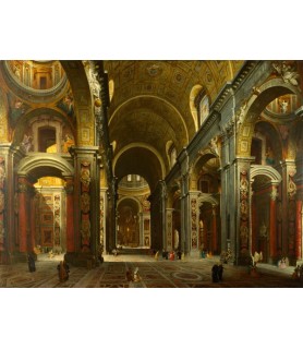 The interior of St Peter's, Rome - Giovanni Paolo Panini
