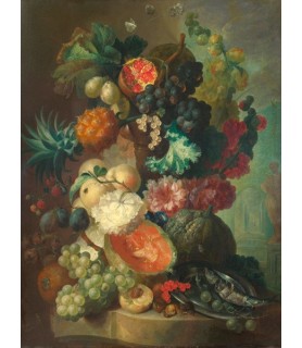 Fruit, flowers and a fish -...