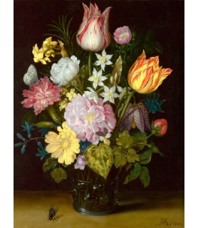 Flowers in a glass vase -...