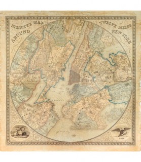 Twelve Miles around NY Map, 1849 - Anonymous